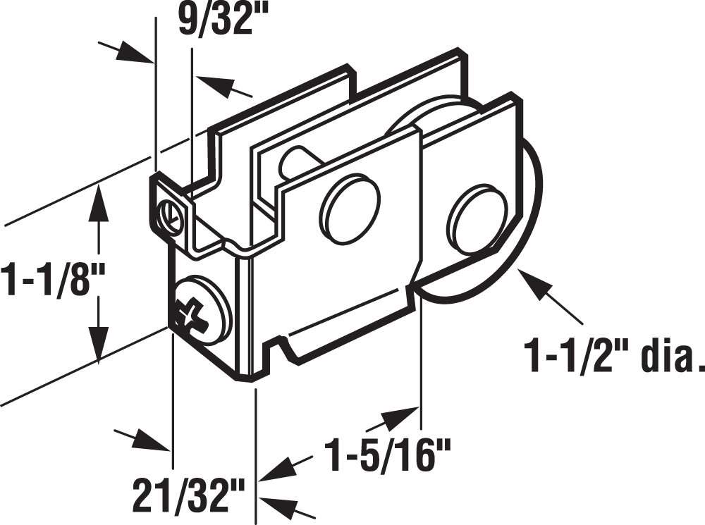 Prime-Line N 7125 Mirror Door Roller, 1-1/2 In. Nylon Wheel (Single Pack) 2