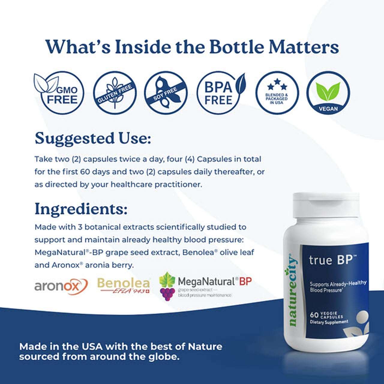 NatureCity True-BP | Supplements to Support Blood Flow for Heart Health | MegaNatural-BP 80mg 16% Oleuropein (60 Veggie Capsules) Non_GMO, Gluten Free 4