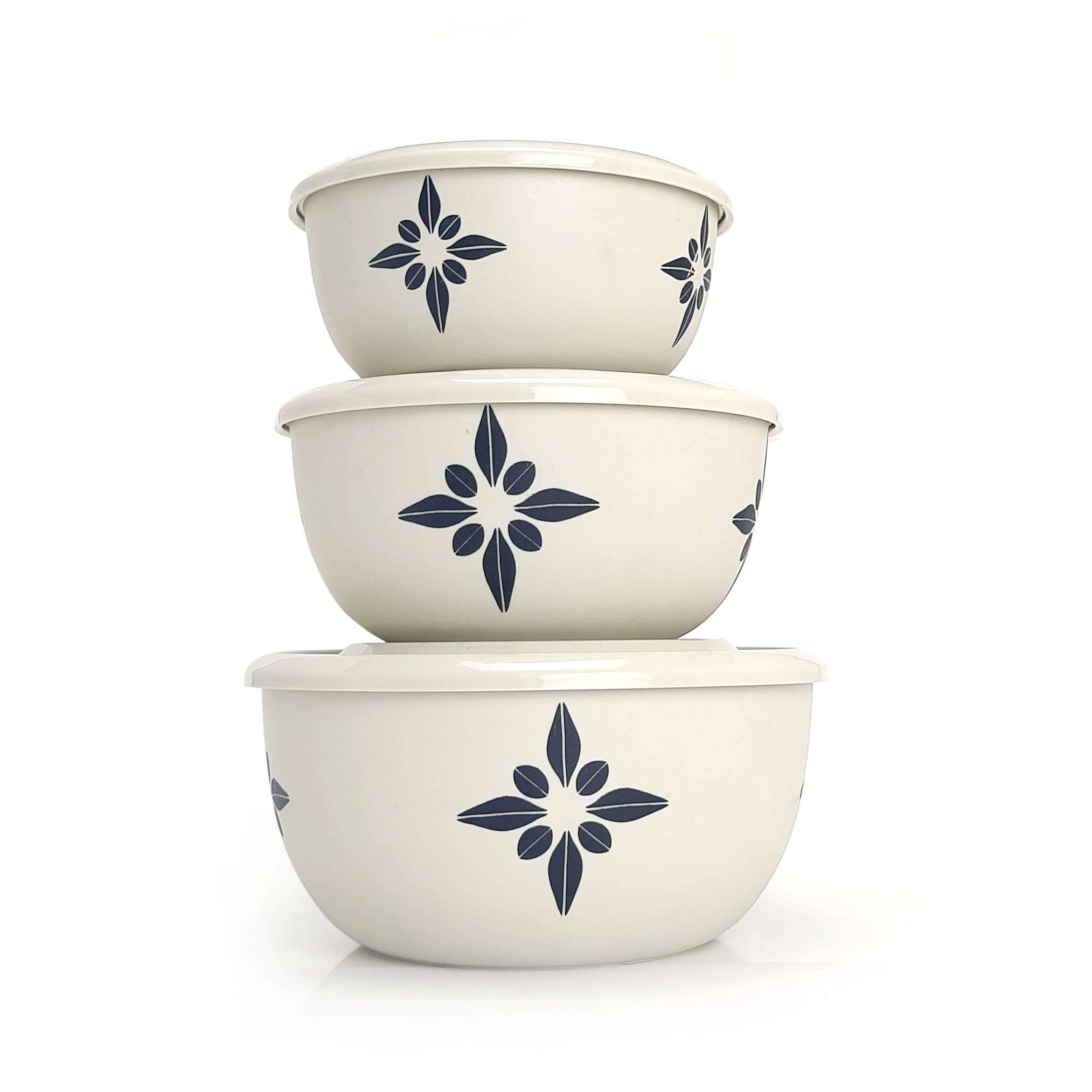 Zaib Stainless Steel Microwave Safe Serving Bowls with Stainless / Snack Serving Containers for office / Food Serving Containers for Kitchen Capacity 1250 ML, 750 ML, 500 ML (Star Sand Brown 3 Classic ) 1