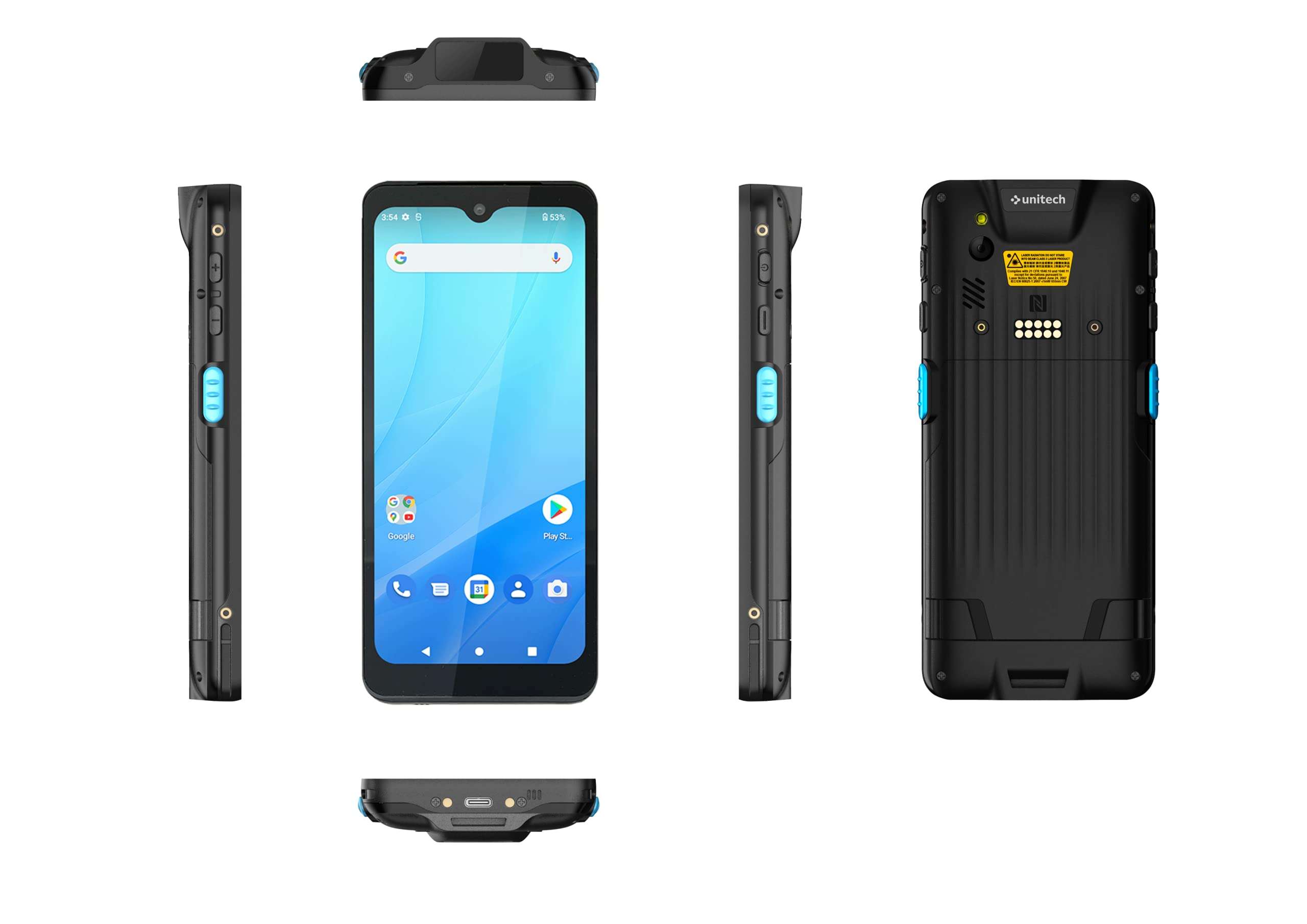 Unitech America 5G Rugged Touch Computer, Smartphone PA768, Android 12 with GMS, BT, WiFi, WLAN 6E (2.4GHz & 5GHz & 6GHz), WWAN 5G, Camera, GPS, HF, NFC, PA768-QANFRMDG 5