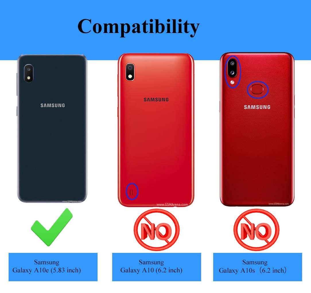 Samsung Galaxy A10e Case (Not fit A10 or A10s) with Tempered Glass Screen Protectors, Androgate Military-Grade Metal Ring Kickstand 15ft Drop Tested Shockproof Cover Case for Samsung Galaxy A10e Black 2