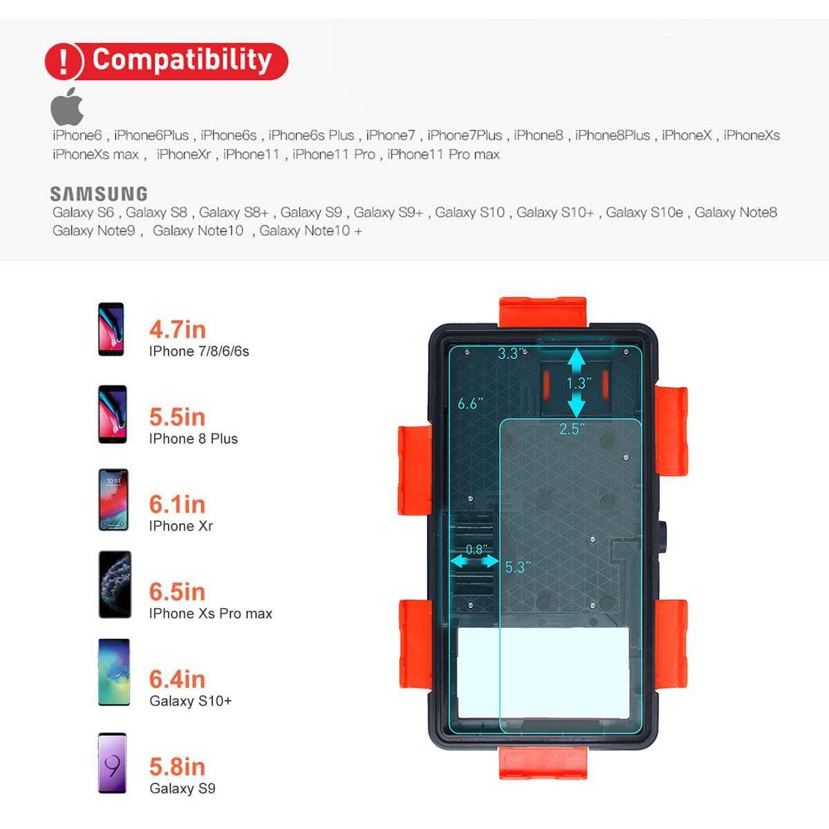 AICase Universal Waterproof Underwater Photography Housings with Bluetooth Camera Shutter Remote Control for All Smartphones 3