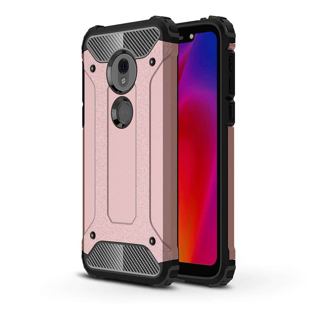 Designed for Motorola Moto G7 Play Case Heavy Duty Hybrid Dual Layer Shockproof Protective Cover (Rose Gold) 1