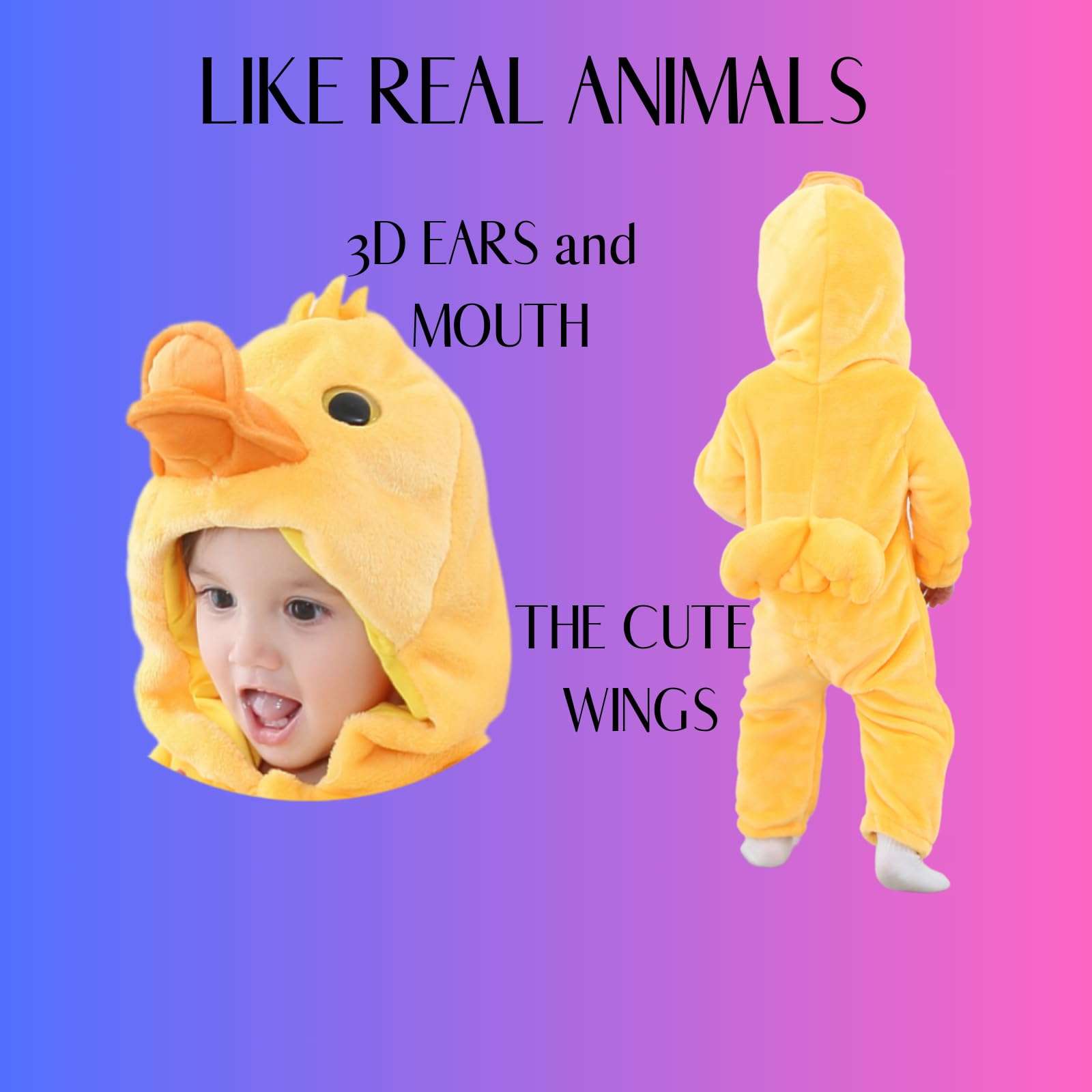 fumsingpi Baby Toddler Halloween Animal Costume Infant Girl Boy Flannel Hooded Duck Cosplay Onesie Romper Outfit Jumpsuit 12-18 Months, Duck 3