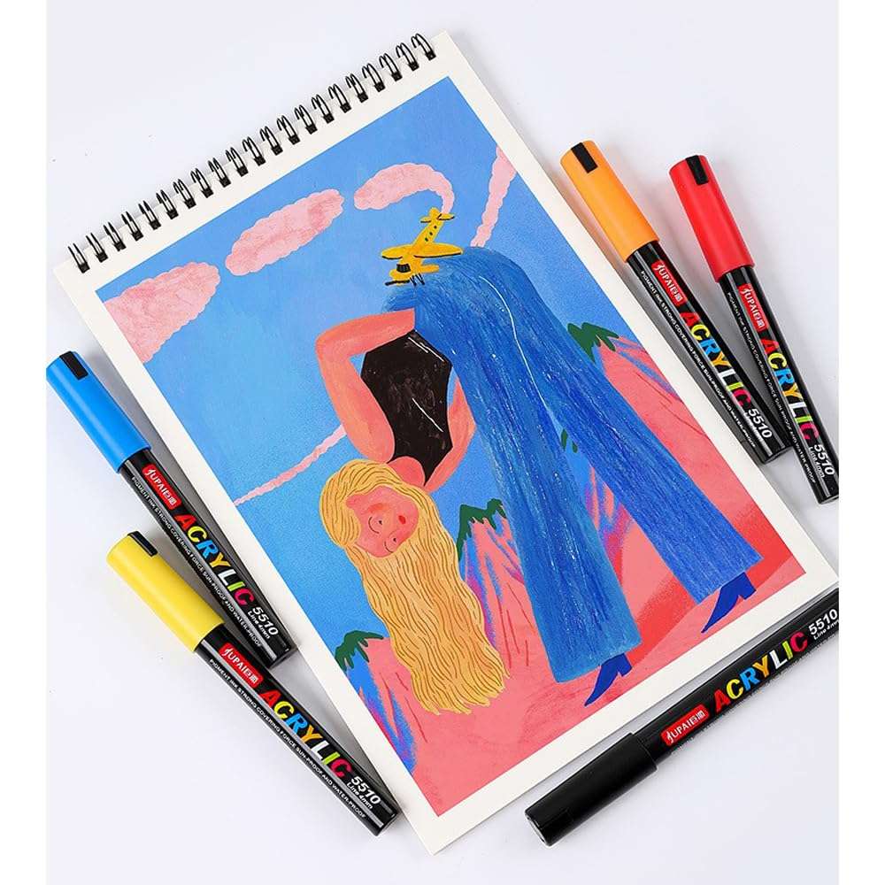 PennyWise® Acrylic Paint Markers Waterproof Permanent Art DIY Pens, 4 MM Tip, Ideal For Painting, Drawing, Stenciling, Etching, Stamping. (Set Of 24 Shades) 6