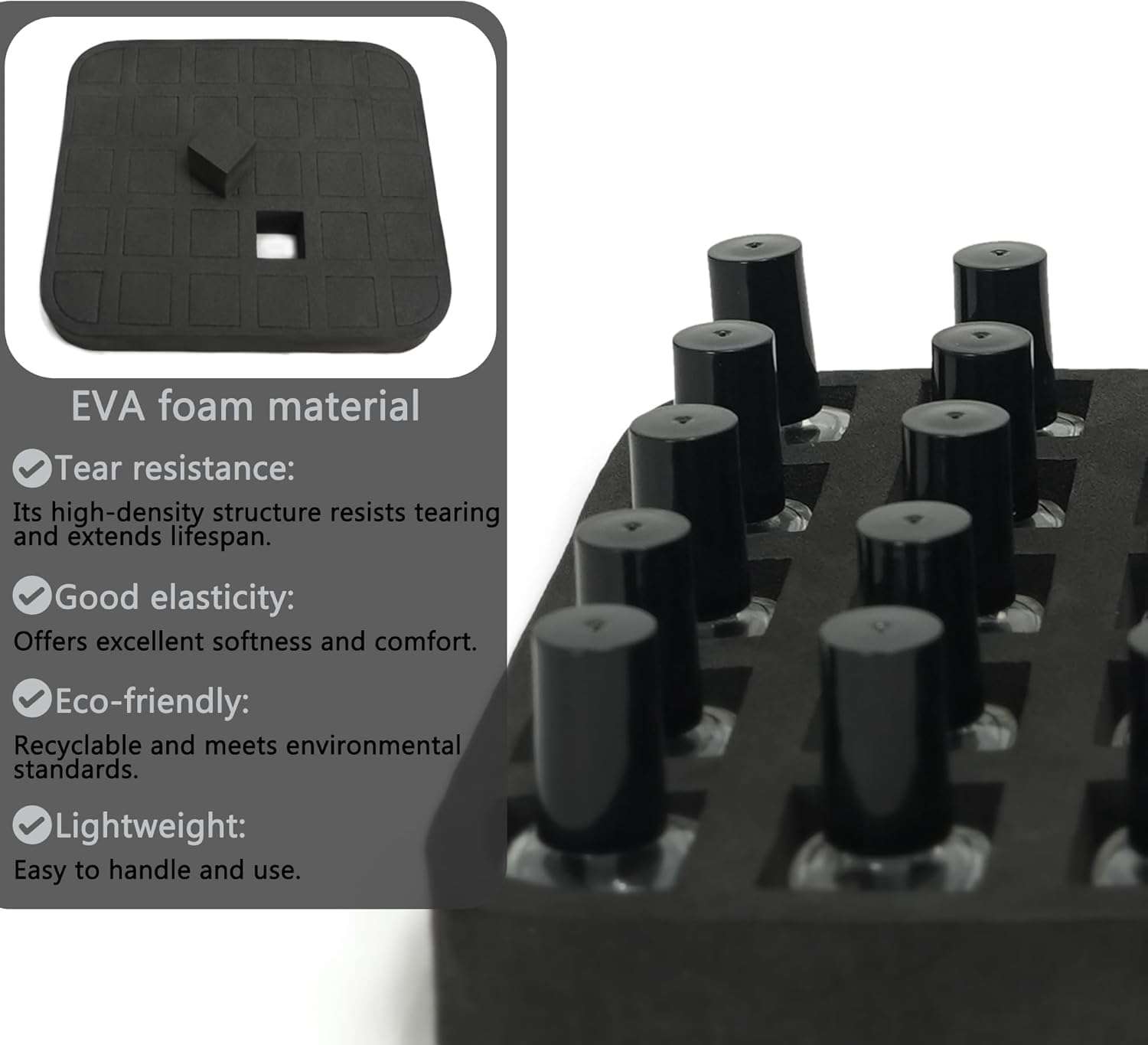 Fennec Mart Travel Nail Polish Organizer Bag Large Capacity Double Layer Makeup Case for 30 Bottles Nail Art Tool Storage with Handle, Customizable Compartments Multi Pouches for Travel (Black) 6