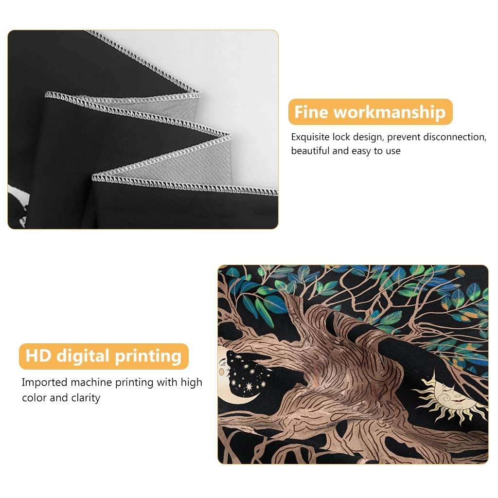 HASTHIP® Tree of Life Tapestry Wall Hanging Psychedelic Mystic Wishing Tree Artwork with Moon Phases, Washable Polyester Fabric, Vibrant Decorative Wall Carpet for Bedroom (51x59 Inches) 4