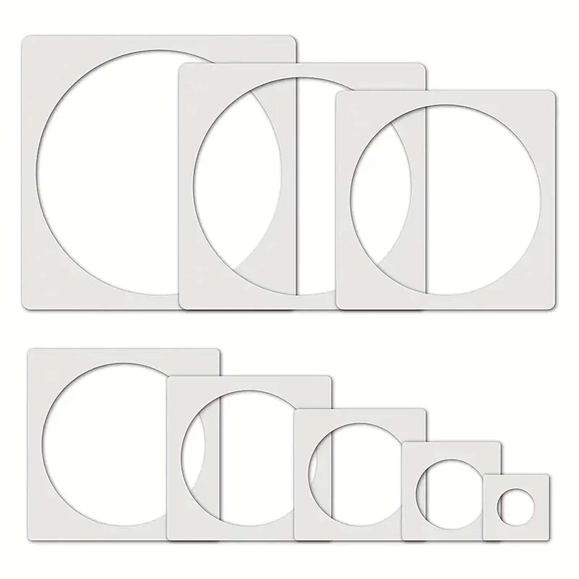 Cliths Pack of 8 Reusable Large Circle Stencils – Plastic Round Templates for Wall, Fabric, Paper, Crafts – DIY Art Stencils for Painting – 0.5mm Thick, Sizes 9.84 Inch to 2.36 Inch 1