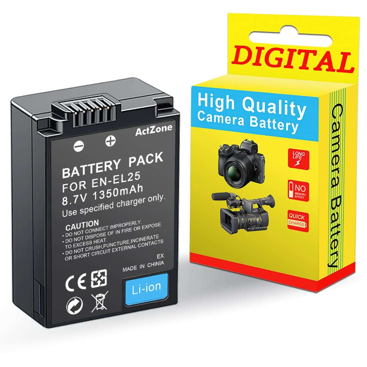 ActZone EN-EL25 Rechargeable Battery Compatible with Nikon Z50, Z 50, Z FC Mirrorless Digital Camera, Compatible with Nikon ENEL25 EN-EL25a 4241 Battery 1