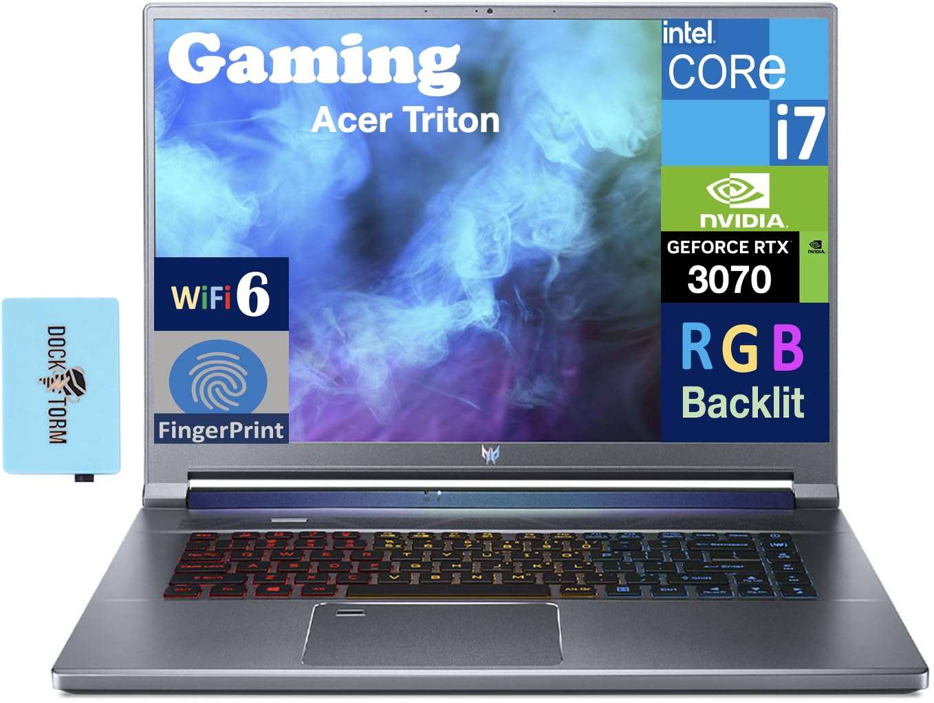 acer Triton 500 SE-16 Gaming Laptop 16.0" IPS WQXGA Display (Intel i7-11800H, 64GB DDR4, 1TB PCIe SSD, RTX 3070, 3-Zone RGB KB, Fingerprint, WiFi 6, Win 11 Pro) Bundle with DKZ Hub 1