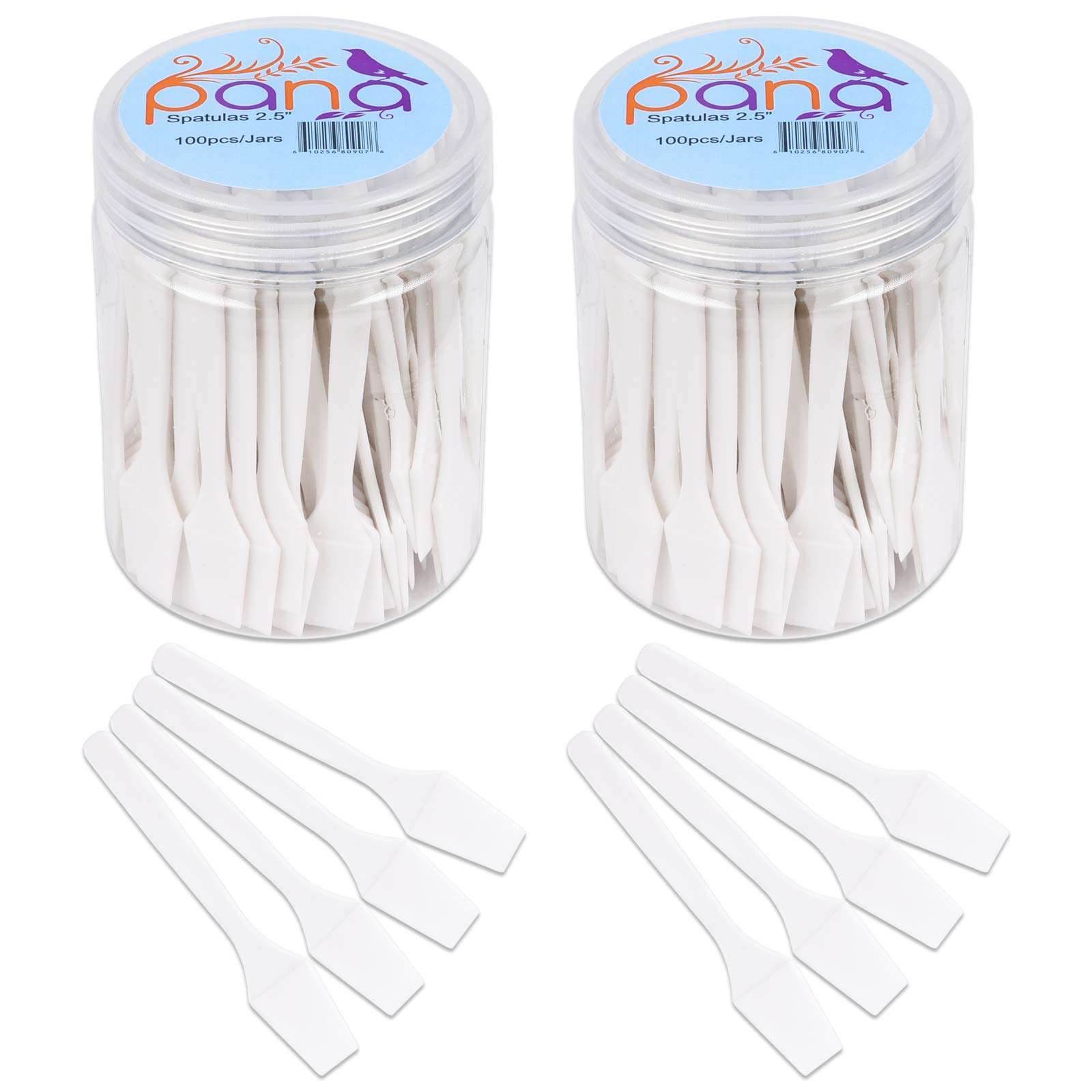 PANA (200 Pieces of White Color Cosmetic Make Up Disposable Plastic 2.5" Spatulas Skin Care Facial Cream Mask Spatula 1