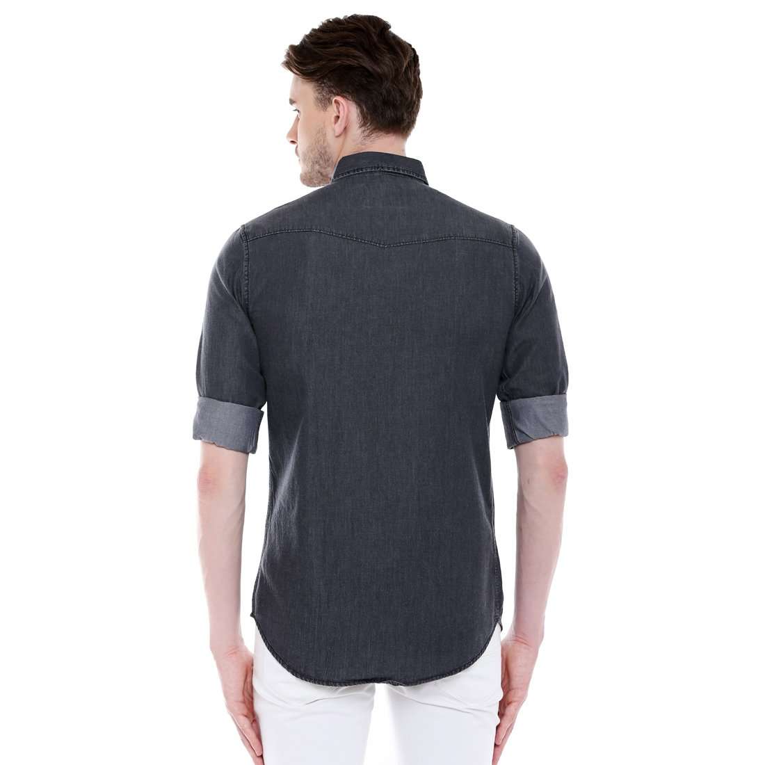Dennis Lingo Men's Denim Grey Slim Fit Casual Shirt (C501_Grey_XL) 2