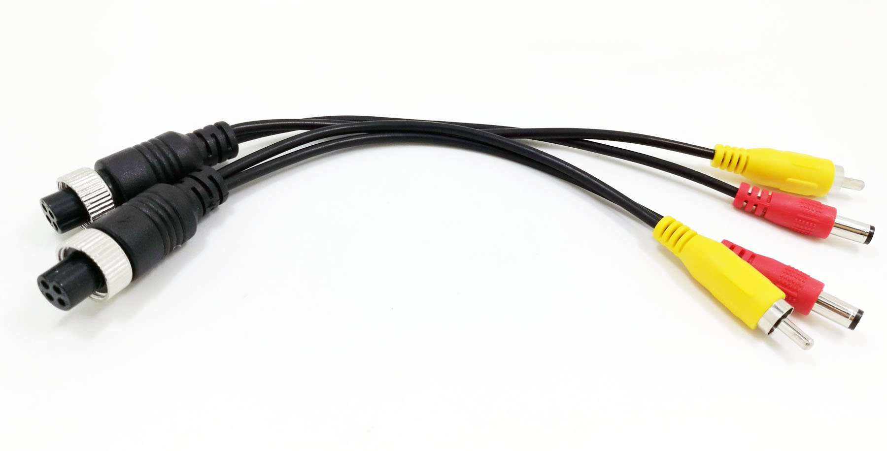 WANYING (2 pcs Pack) M12 Adapter 4 Pin Female Aviation Plug to RCA AV + DC Male Extension Cable for Car Camera 1