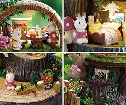 DIY Miniature Dollhouse Kit with Music Box Rylai 3D Puzzle Challenge for Adult Kids Xmas Gifts Fantasy Forest 6