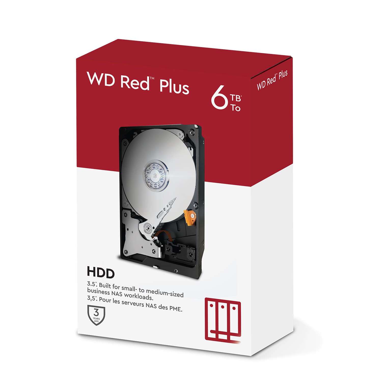 WD Red Plus 6TB NAS 3.5" Internal Hard Drive - 5400 RPM Class, SATA 6 Gb/s, CMR, 256MB Cache 3