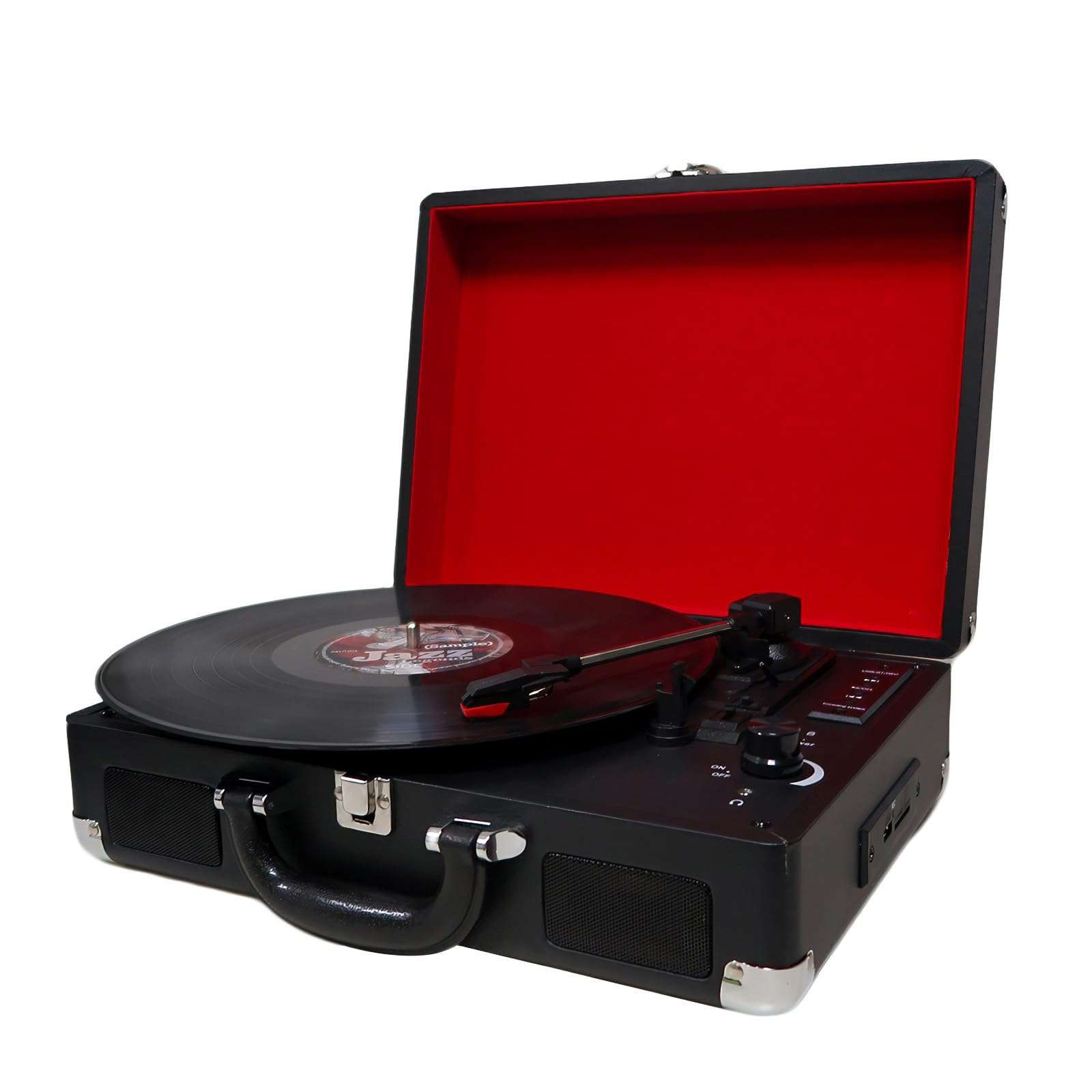 Portable Record Player for Vinyl with Speakers,Suitcase Turntable Supports Line Out,AUX in, Earphone Jack,Replacement Needle,3-Speed,Dust Cover
