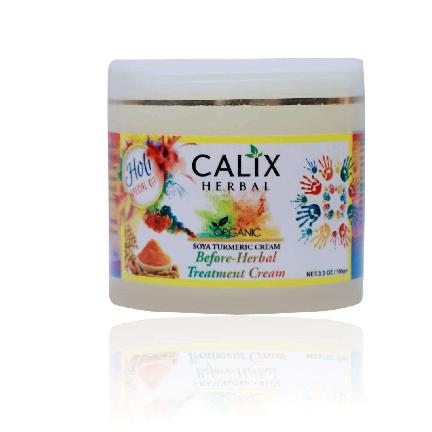 Calix Herbal Holi Special Organic Soya Turmeric Cream Before Holi Herbal Treatment Cream For Skin Brightening & Body Care Suitable For Man & Women All Skin Type - 100 Gm 1