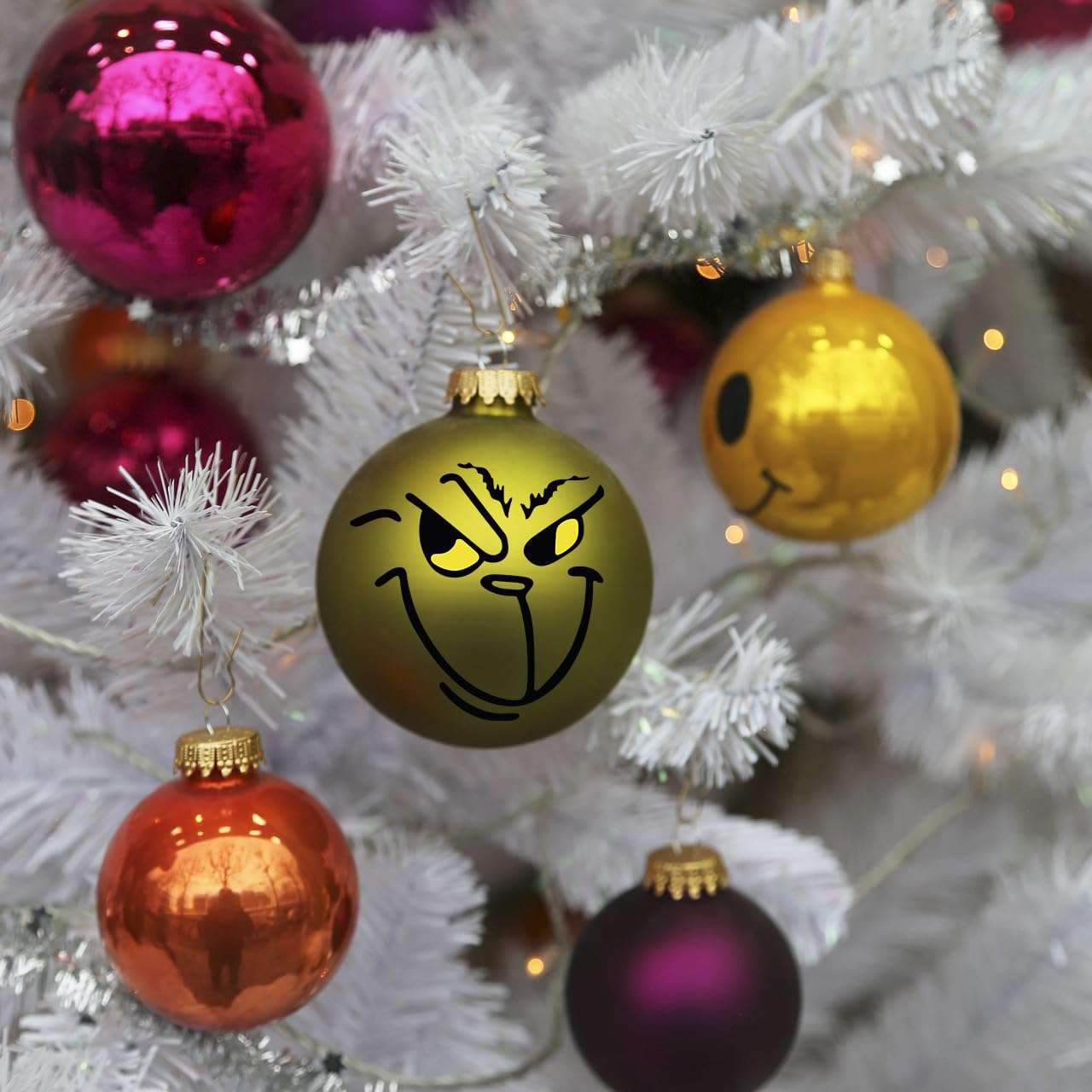 10 Pcs Christmas Ornament Stickers, Christmas Vinyl Stickers,Christmas Decoration Stickers, Christmas Ball DIY Face Stickers, Christmas Window Stickers, Christmas Party Waterproof Stickers - 2.2*2.2i 5