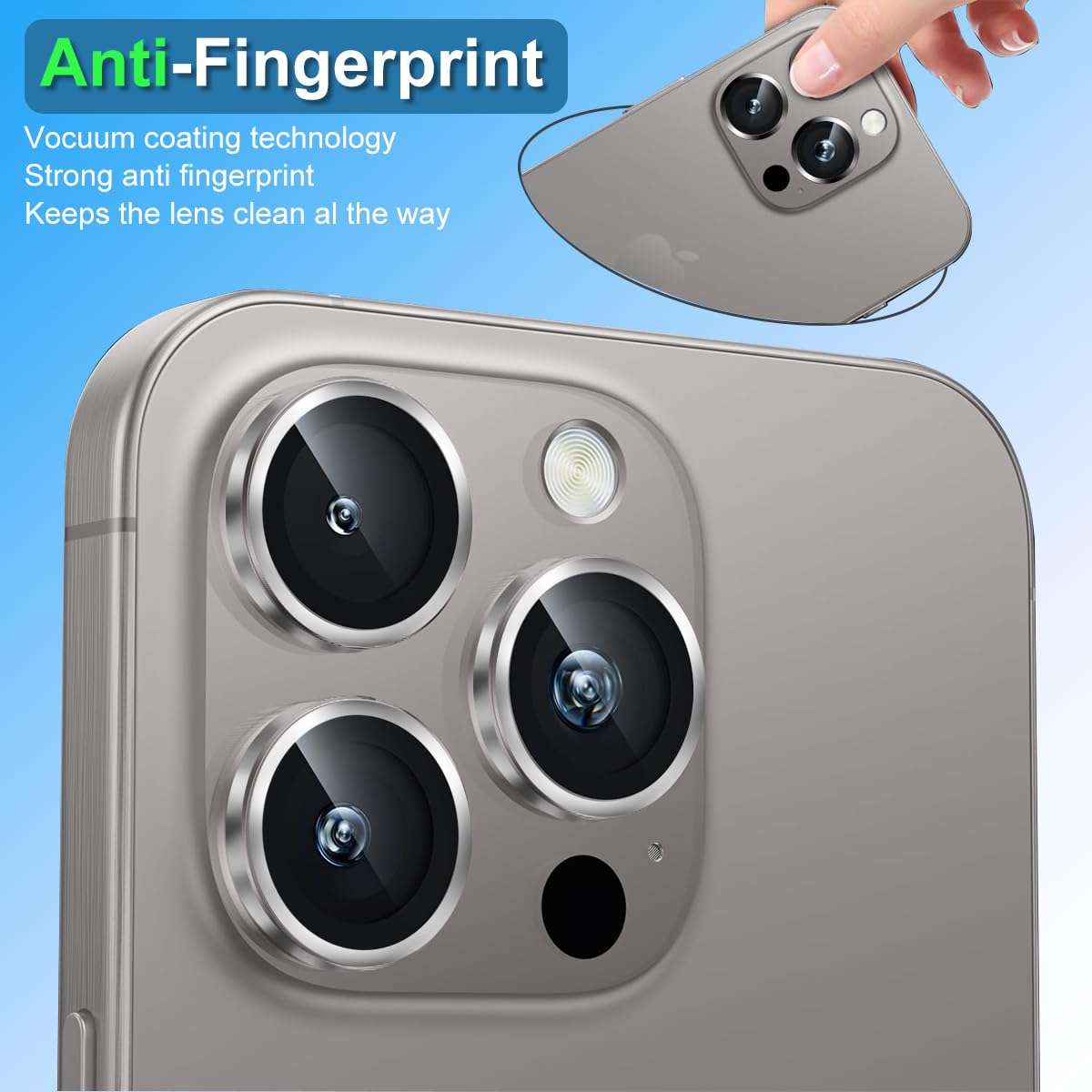 GLIMALL 3 Pack Screen Protector for iPhone 15 pro with 3 Pack Camera Lens Protector, HD Tempered Glass, 9H Hardness, Full Coverage, Scratch-Resistant, Waterproof, Bubble-Free 5