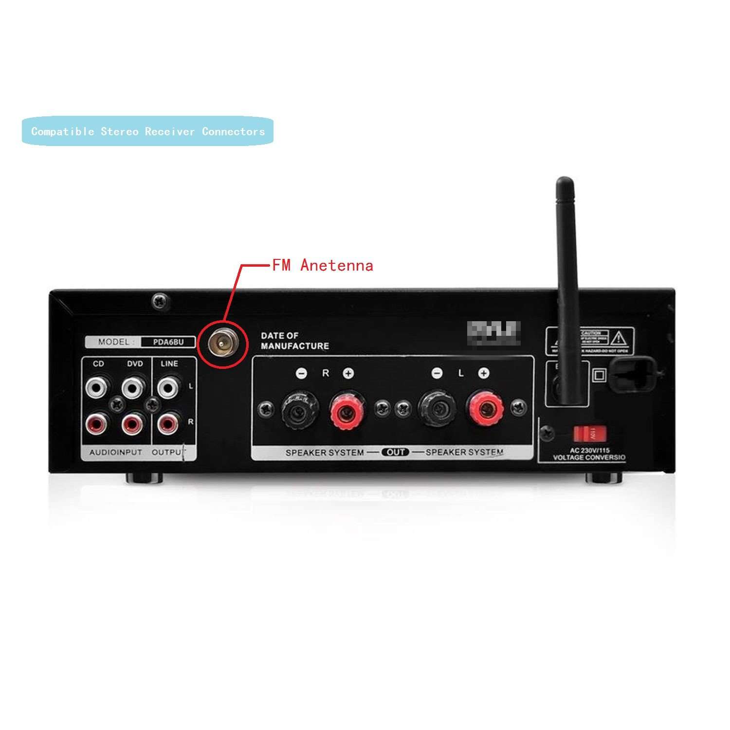 Ancable FM Antenna 75 ohm PAL Female Coax Coaxial Antenna Cable for A/V Stereo Receiver Radio,Bang & Olufsen and More 3