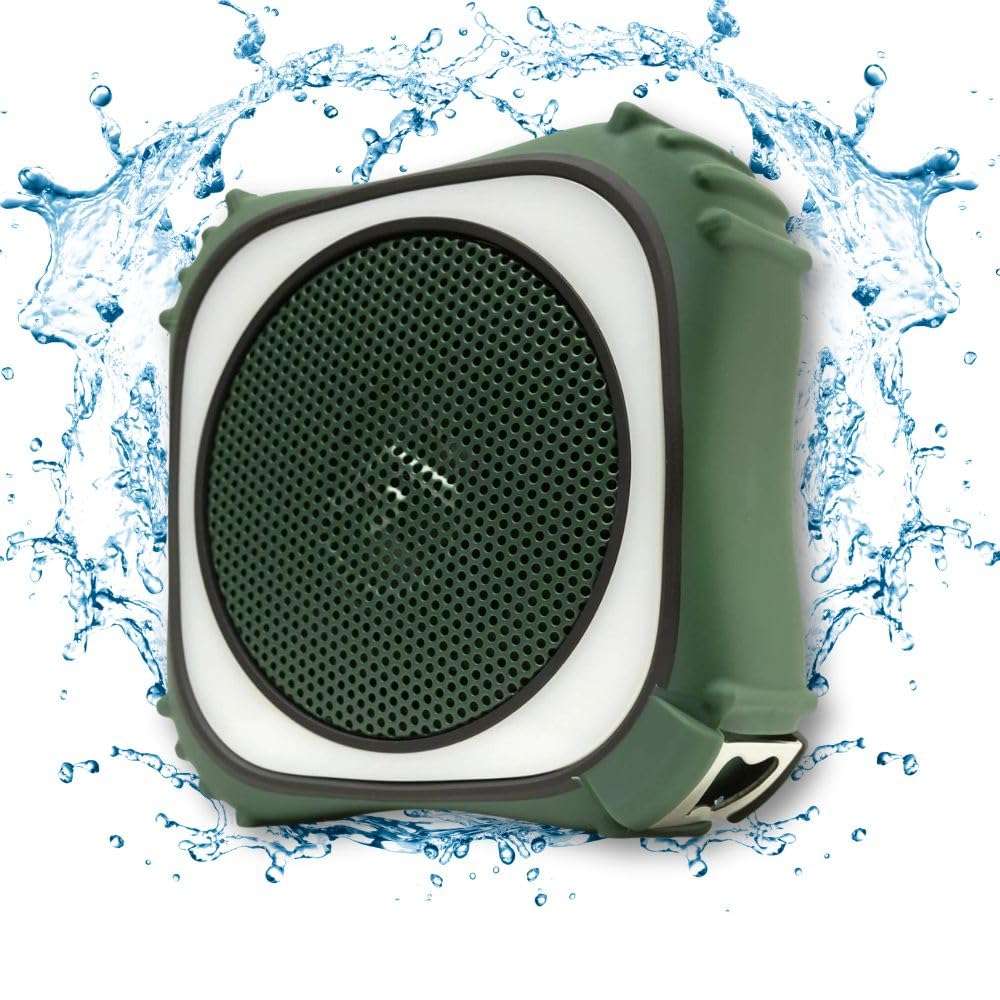 ECOXGEAR EcoEdge Pro Portable Bluetooth Speakers Waterproof, Wireless Speaker, Large Bass Enhancing Passive Subwoofer LED Party Lights, Shower, Car Cool Gadgets Outdoor or Indoor Small Speaker, Green 1