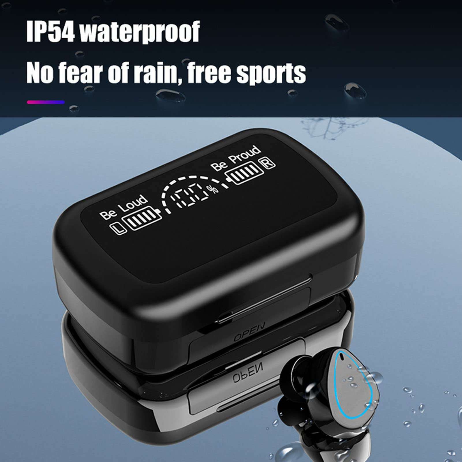 Earbuds Bluetooth5.3 Headphones, Noise Cancelling Earbuds with Charging Case, IP54 Waterproof 9D Surround Sound Acc and SBC Dual Sound Decoding, for Running Workout Gym 4