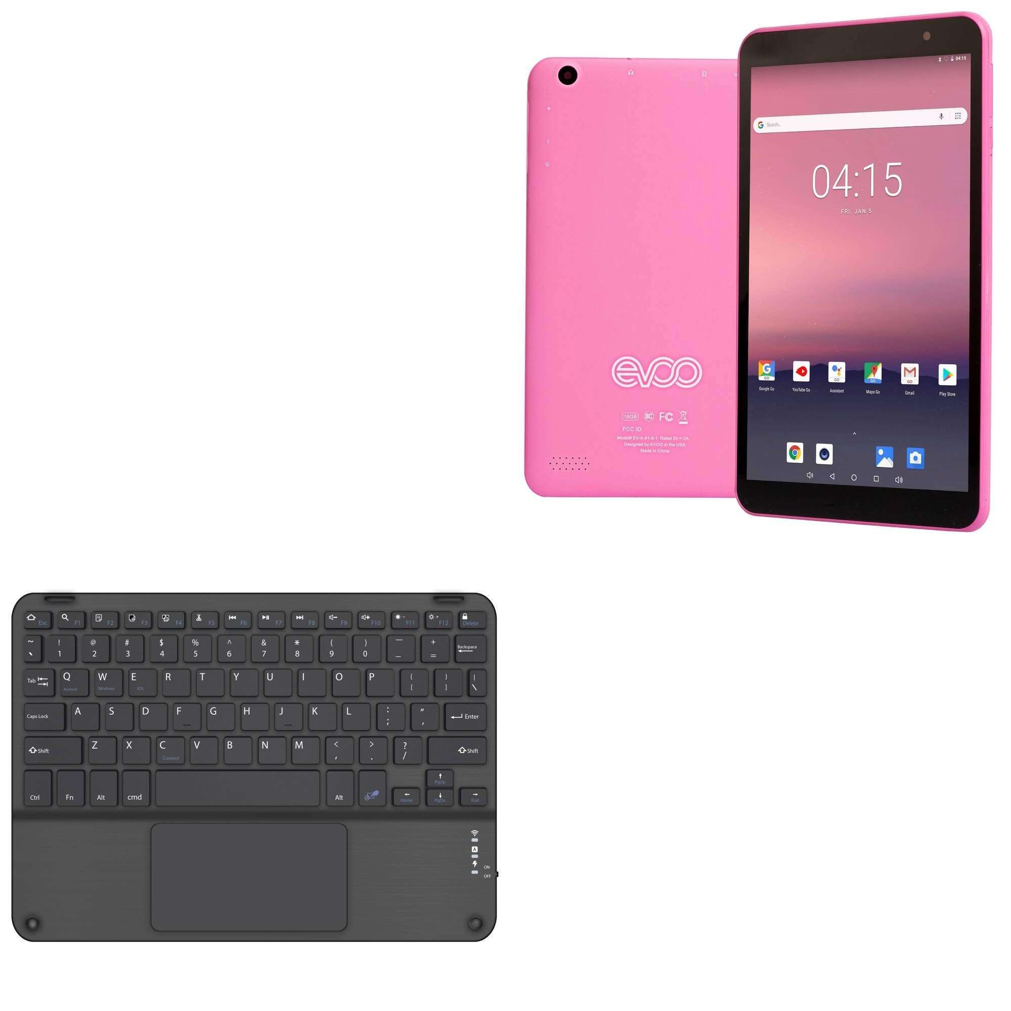 BoxWave Keyboard Compatible with EVOO Android Tablet (8 in) - SlimKeys Bluetooth Keyboard with Trackpad, Portable Slim TouchPad - Jet Black 1