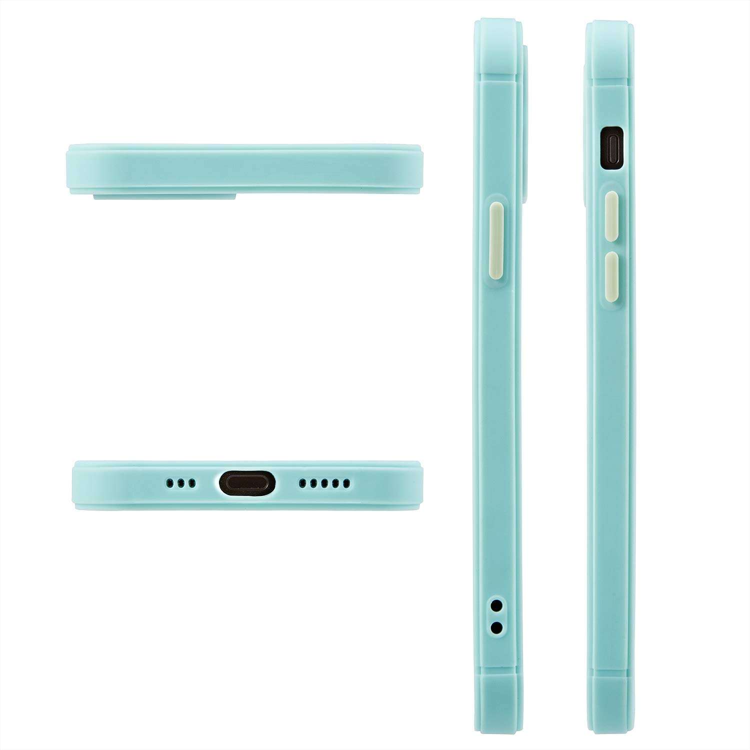 Phone Case for iPhone 12 Case 6.1 inch Camera Lens Full Protection Silicone Soft Bumper Matte Transparent Back Cover Shockproof (Mint Green) 6