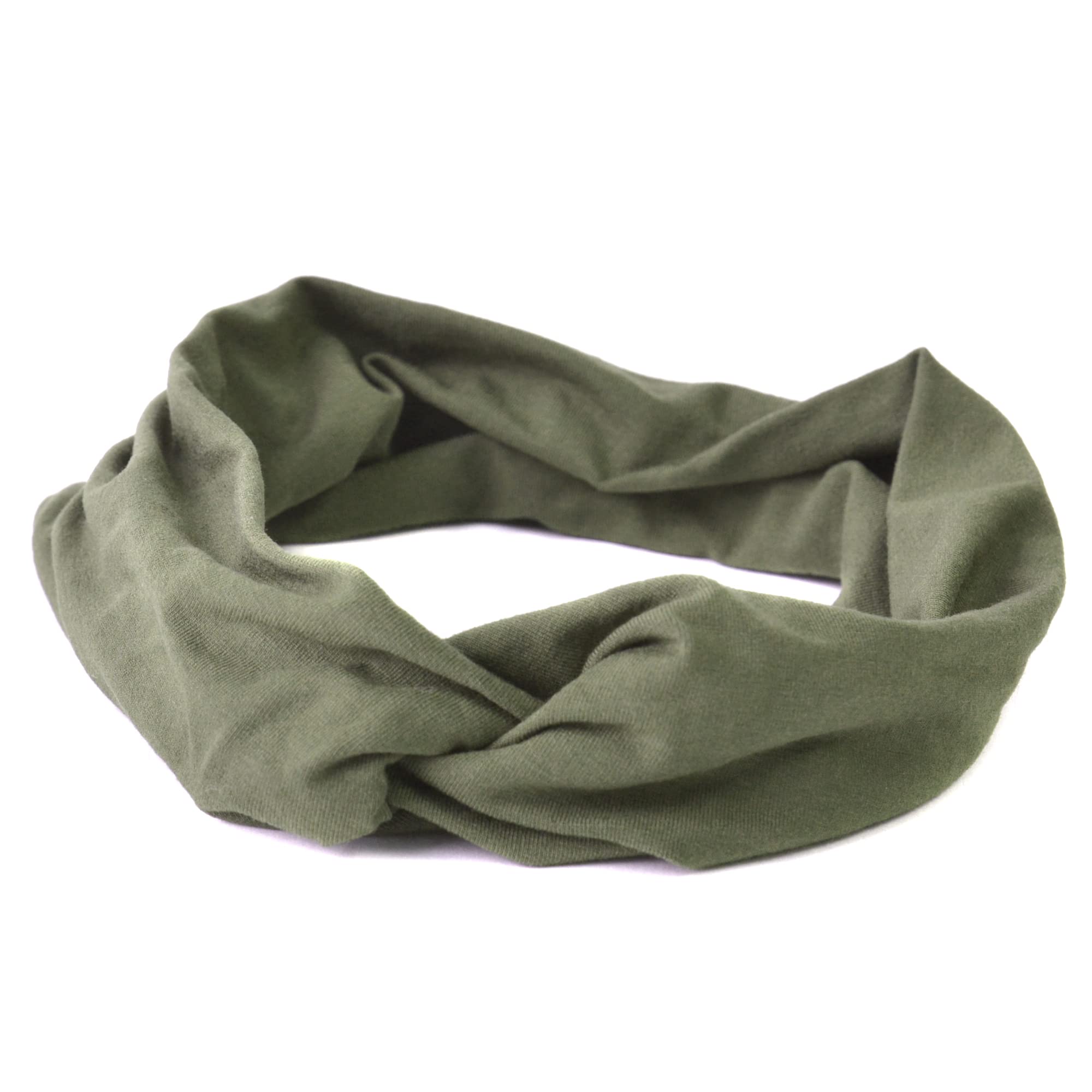 CHARM Womens Headband Wrap Bandana - Stretch Elastic Yoga Workout Running Head band Khaki 1