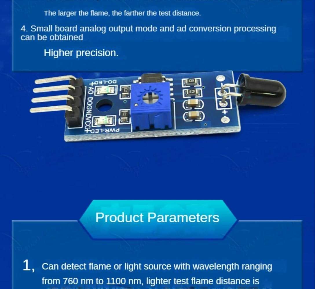 V TELESKY 10PCS Flame Sensor Module Fire Source Detection Module Infrared Receiver Module (4-Wire System) 6