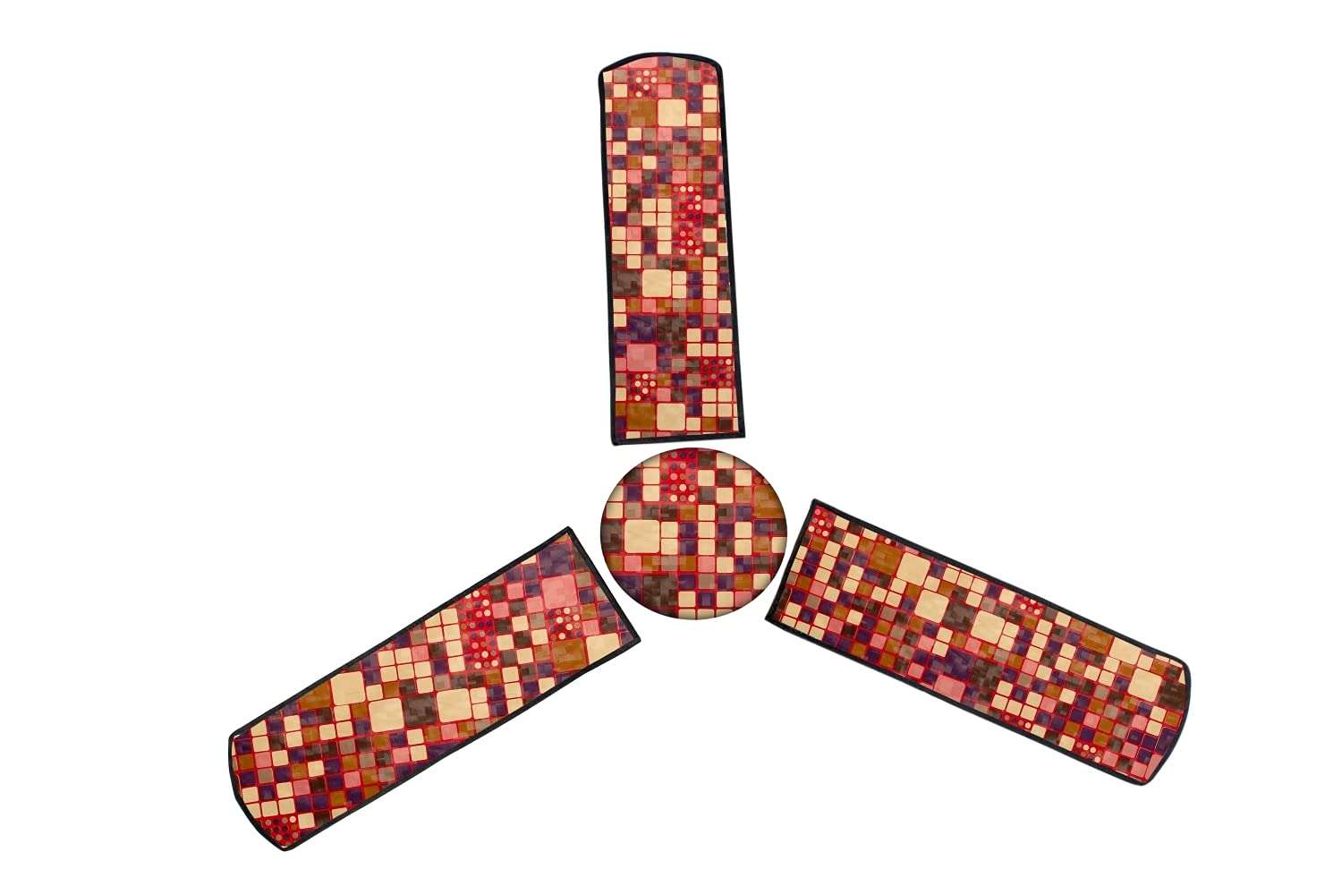 The Furnishing Tree Waterproof & Dustproof Three Blade Ceiling Fan Cover with Attachable End Enclosure Set of 2 Fan Covers Abstract Brown 5