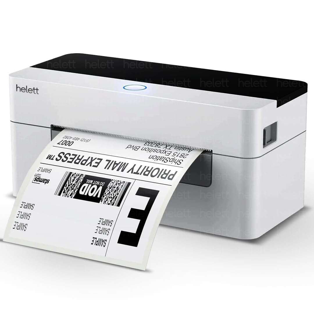 Helett® H30C USB Direct 4×6" Shipping Label Printer |Adjustable Label Size| 203DPI Resolution 152mm/s Printing Speed Compatible with Windows,Mac,Linux Chrome OS (1Year Warranty) White 1