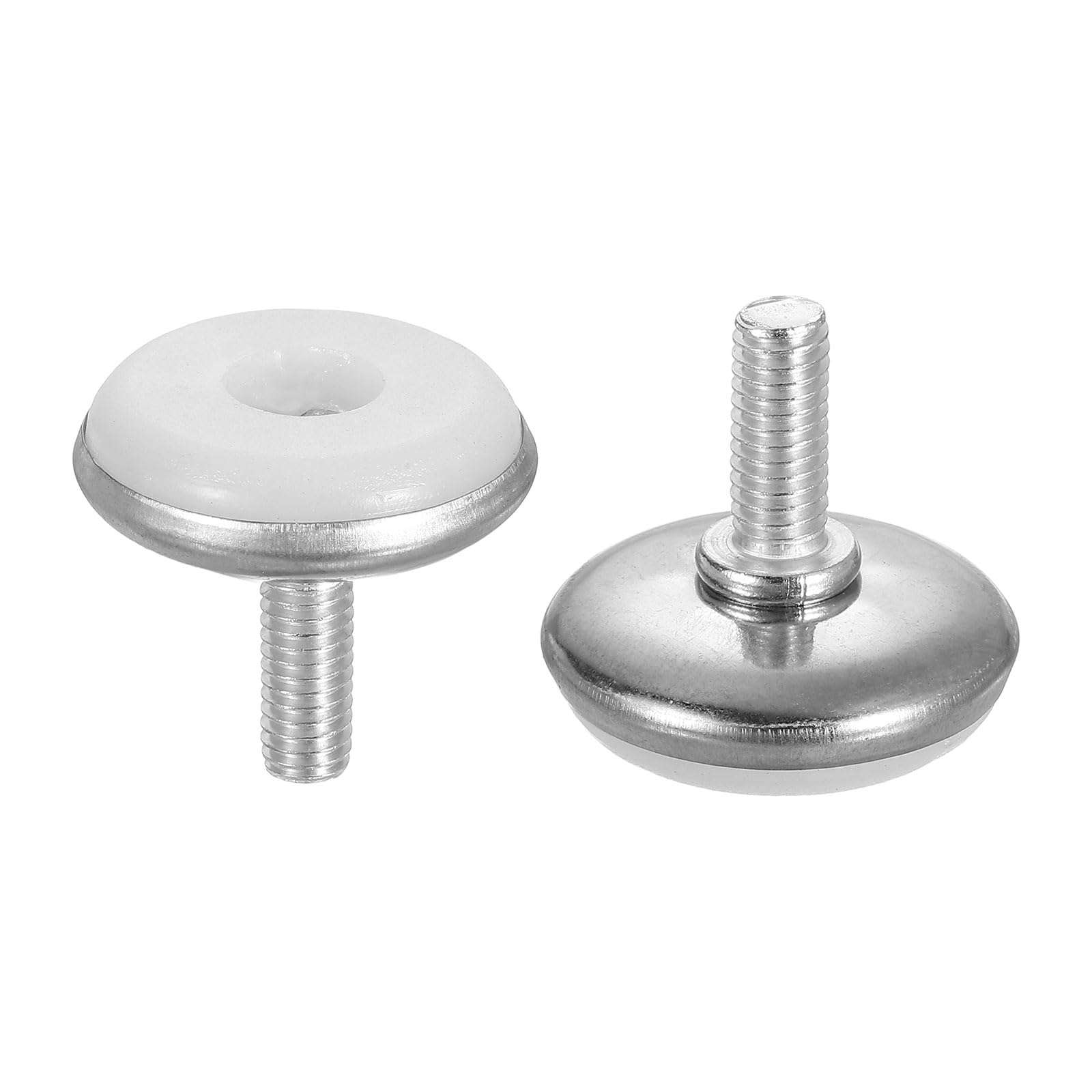 DTGN M6x15x30mm(DxLxOD) Screw on Furniture Glide Leveling Feet - 10Pack - Good for Furniture - Adjustable Thread Furniture Levelers - Silver