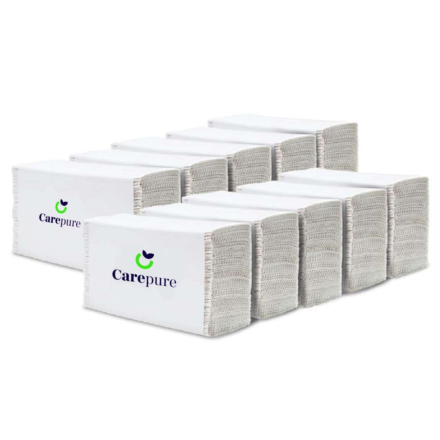 Carepure Multi Fold Hand Towel Tissue Paper Napkin | Fast-Drying Absorbency Pockets | White Paper - 3900 Pieces -30 Packet 1
