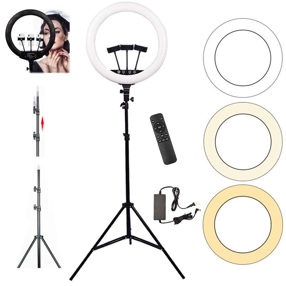 ZZZL Live Lighting Fill Light, with Adjustable Tripod and Phone Holder Used for Live Broadcast Photography and Makeup 18'' Ring Lighting 1