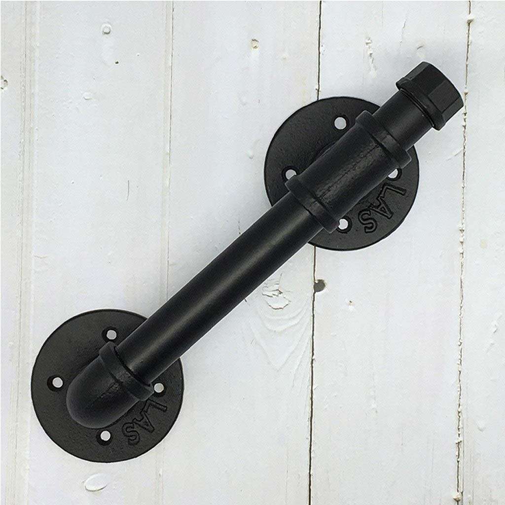 RTY-BY Black Barn Door Handle External Internal Pull - Wrought Iron Sliding Patio Door Handle Replacement Hardware Sets with Screw Fix - for Gate Shed and Garage Outdoor Indoor (Size : 38cm) 5