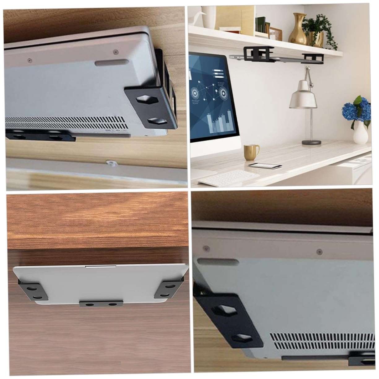 WOONEKY 1set Under Desk Laptop Holder Compact Keyboard Bracket for Space-Saving Storage Installation for Desks Material 5