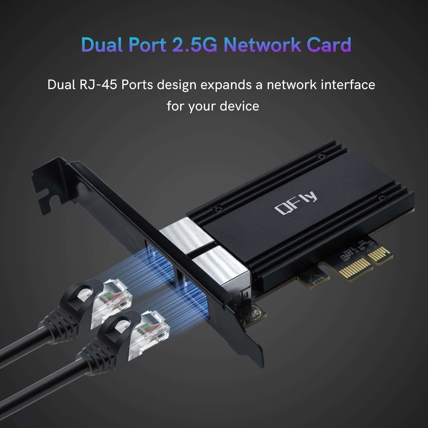 PANSHI 2.5GBase-T Ethernet Card,Dual Port RJ45 Gigabit LAN Network Card for Desktop PC Gaming,PCIe Ethernet Network Card(RTL8125) 100/1000Mbps/2.5G for Windows11/10/8/7/ Linux with Low Profile. 2