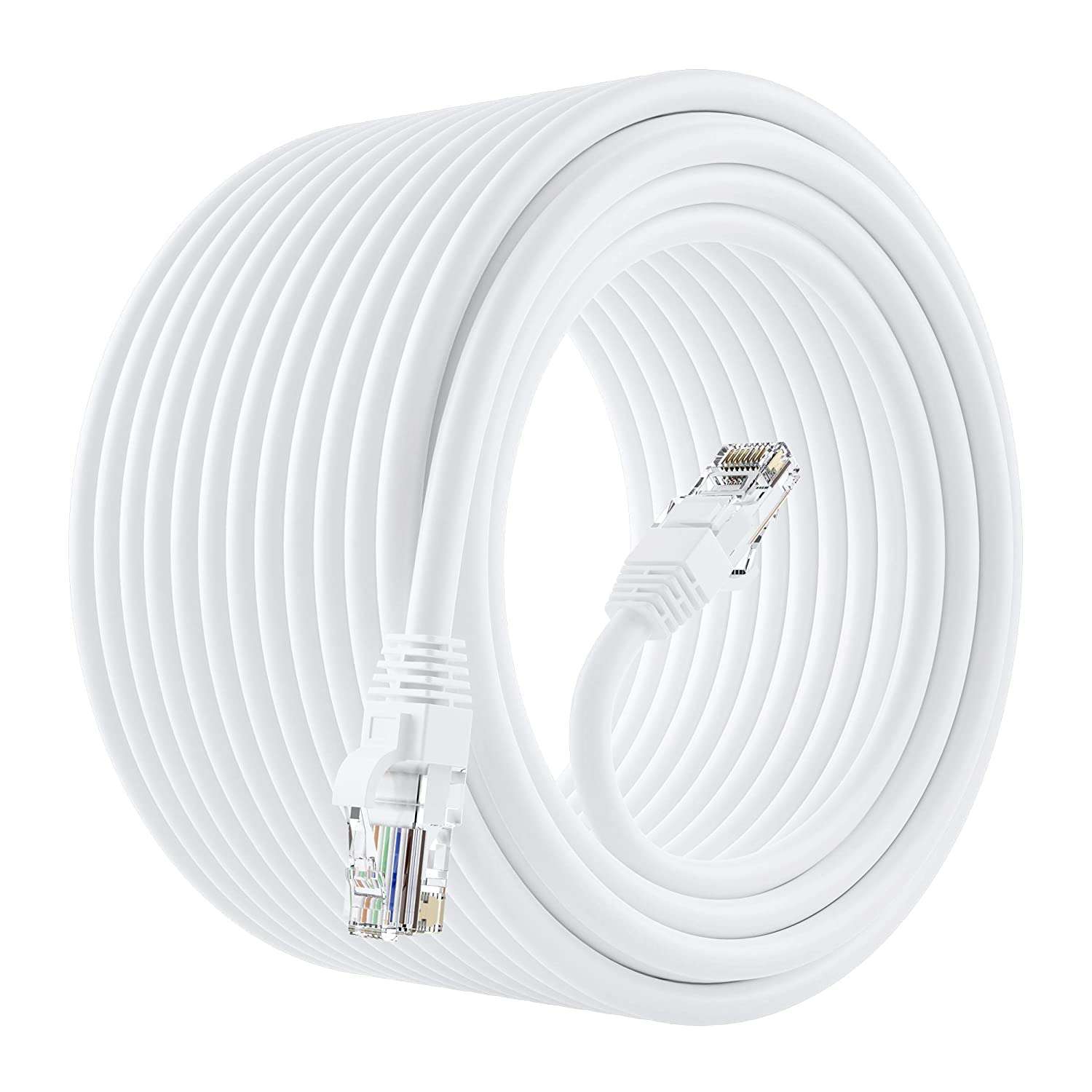 Sadow 25 Meter 1000 MBPS RJ45 cat5 Ethernet Patch Cable LAN Cable Internet Cable Cord High Speed 1 Gigabit Category 5 Wires for Smart Tv, Android TV, PS4, PS5 Modem, Router, LAN ADSL-White (25 Meter) 1