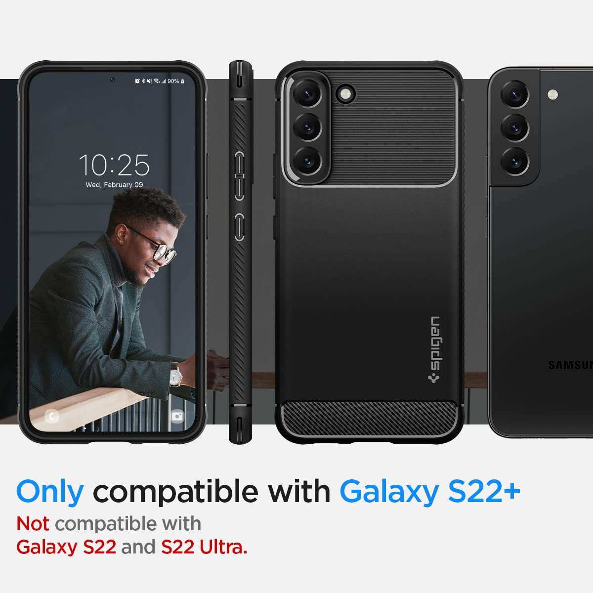 Spigen Rugged Armor Designed for Galaxy S22 Plus Case (2022) - Matte Black 2