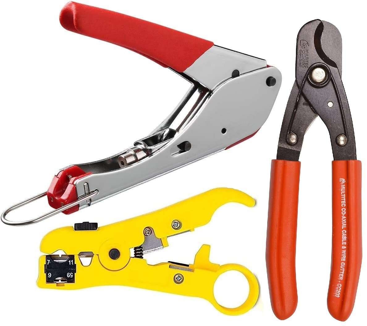 Corslet Professional Waterproof Connector Compression Crimping Tool Crimper for RG6 (5C) RG59 (4C) Coax Cable Connecting Tools Coaxial Cable Stripper Stripping Tool for RG59/6/7/11 & Cable Wire Cutter