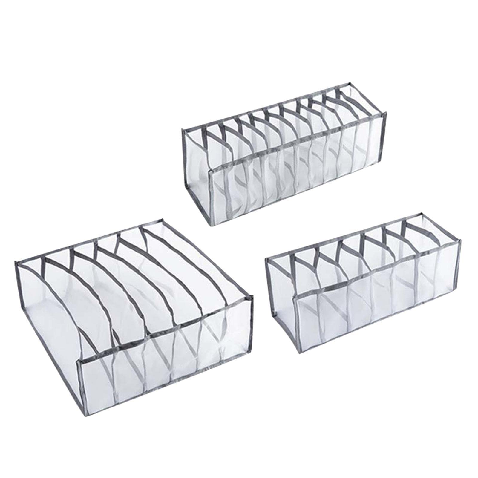 Foldable Underwear Organizer Panties Bra Drawer Storage Box 3pcs Gray 5