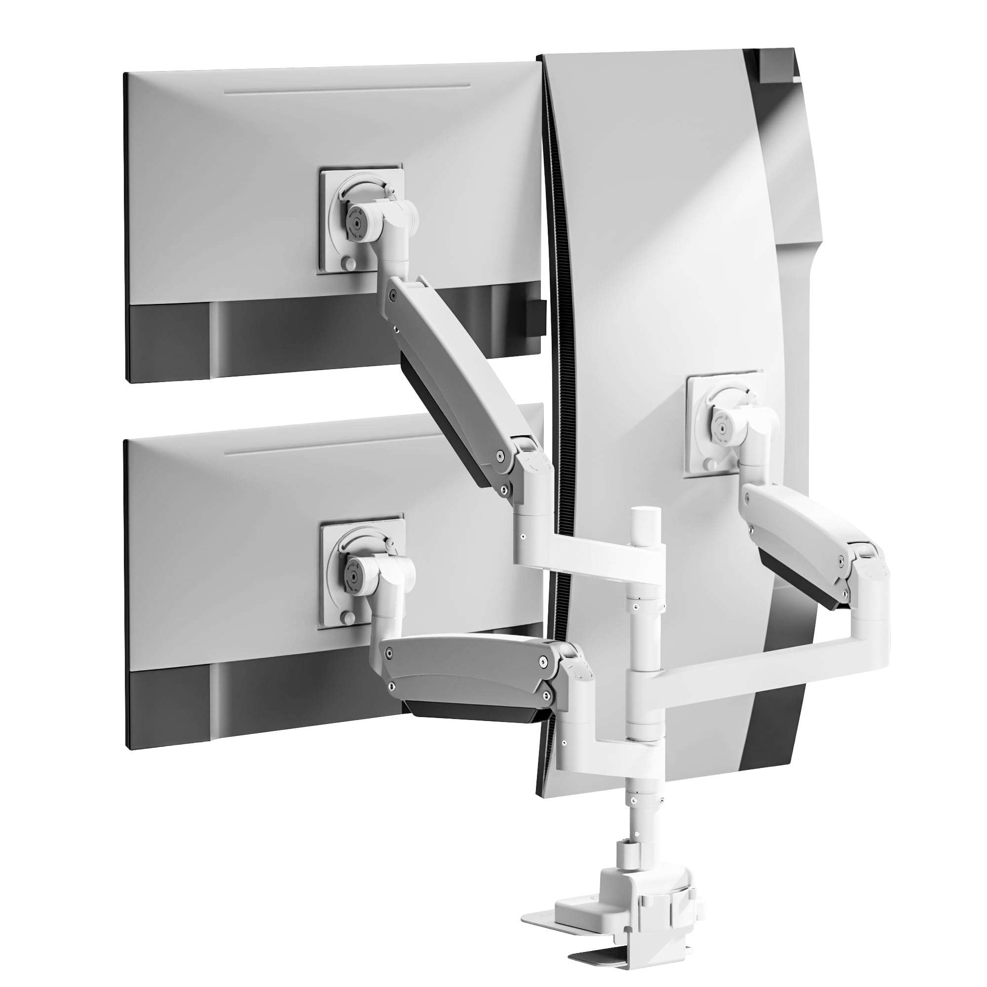 AVLT Dual 57 Inch Heavy Duty Stacking Monitor Arm and Single Monitor Arm Add-On Kit Easy to Install Top Mount 1