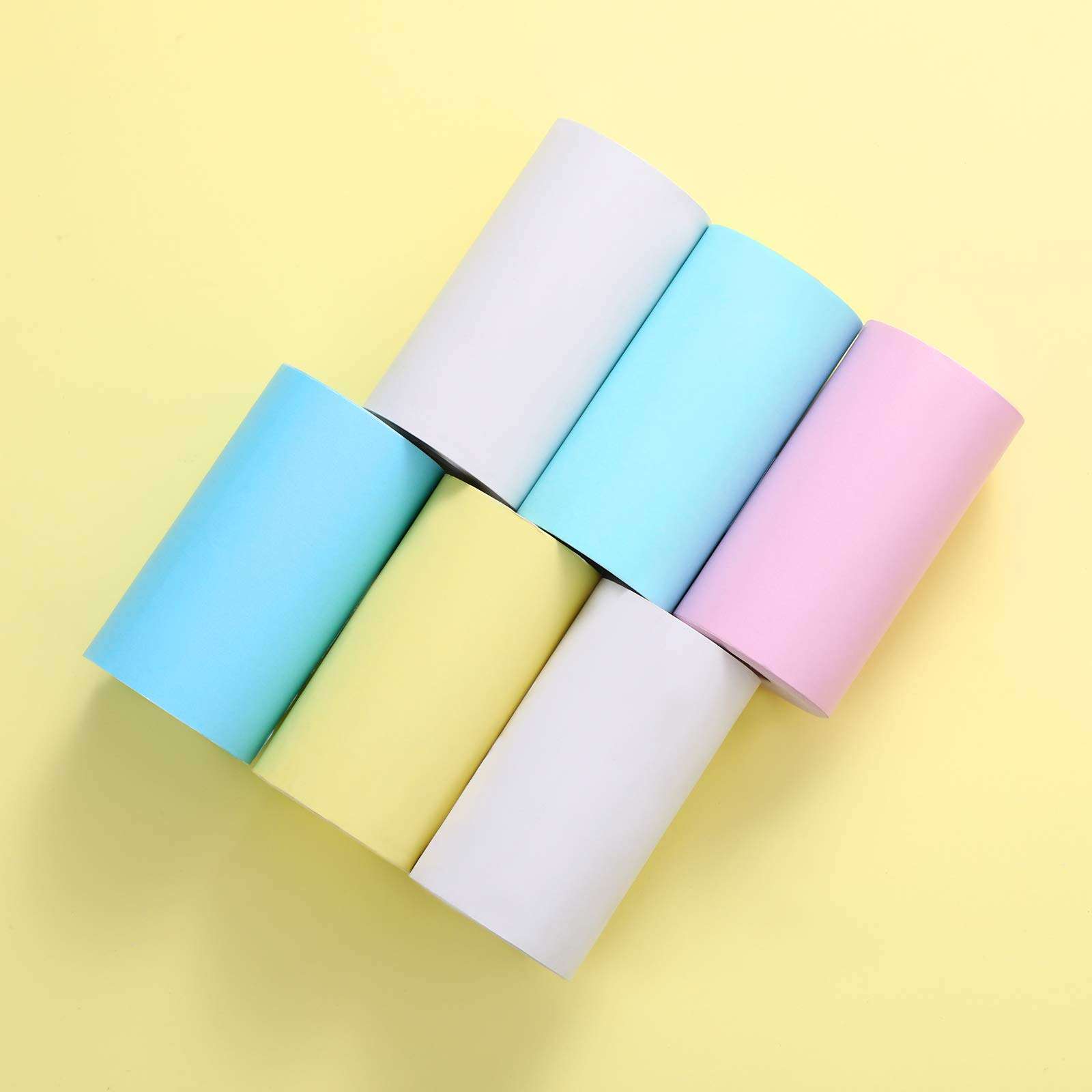 5 Pieces Glossy Printable Paper Roll Set Direct Thermal Paper Mini Thermal Printing Label with 1 Piece Self-Adhesive Printable Sticker for Portable Pocket Mobile Printer, 57 x 30 mm 3