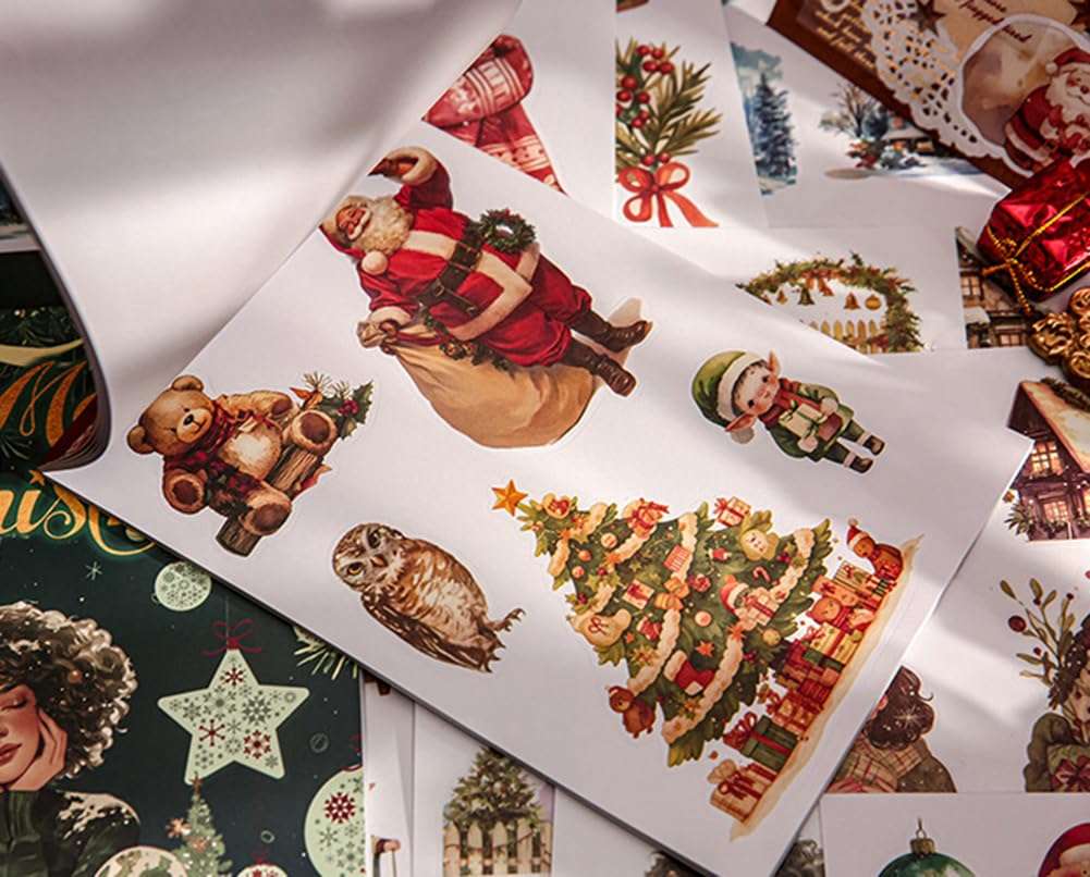 Lora Rossie Pre-Cut Vintage Aesthetic Journaling Stickers, Dual Material, Women People Scrapbook Stickers for Junk Journals, Scrapbooking (Christmas) 5