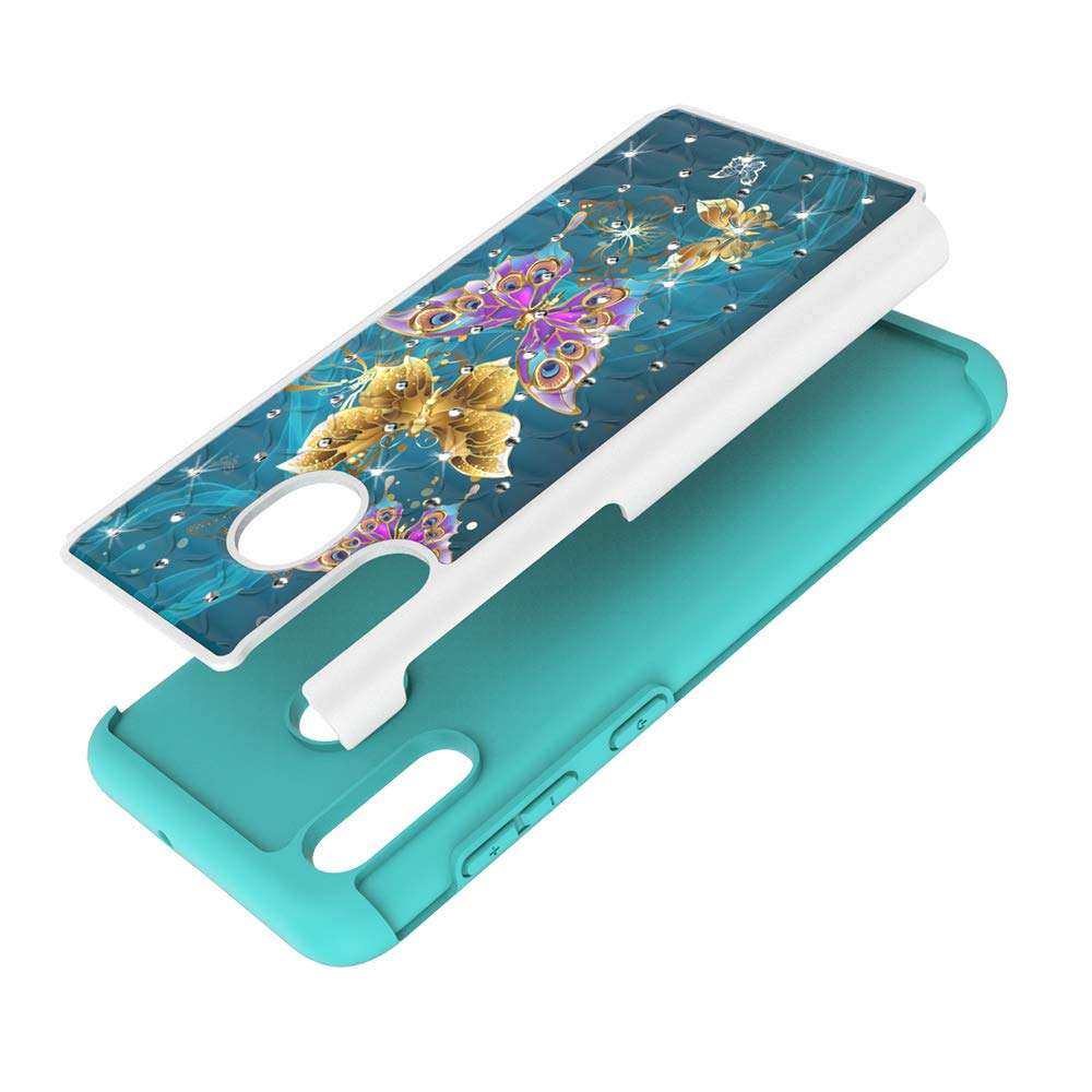 BELLETAS Galaxy A20 Case, Galaxy A30 Cover Heavy Duty Hybrid Dual Layer TPU Plastic Armor Defender Phone Case Cover Compatible with Samsung Galaxy A20 / Galaxy A30 2019 (Yellow Gold Butterfly) 3