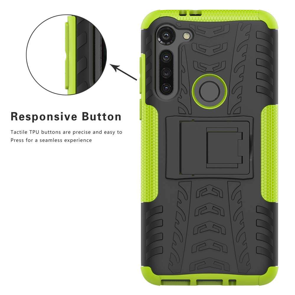 LiuShan Compatible with Moto G8 Power Case,Shockproof Heavy Duty Combo Hybrid Rugged Dual Layer Grip Cover with Kickstand for Motorola Moto G8 Power Smartphone (Not fit Moto G8 Play/G8 Plus),Green 3