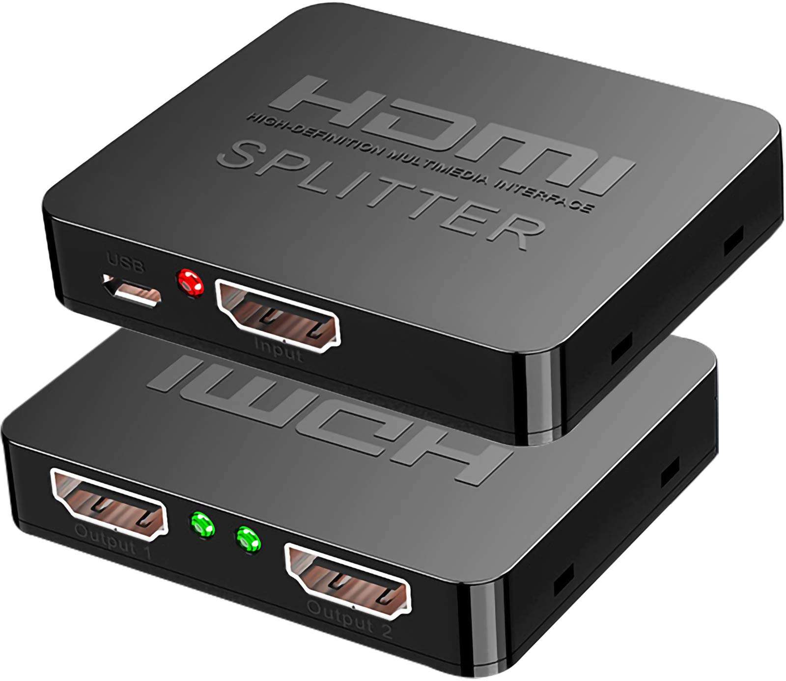 HDMI Splitter 1 in 2 Out NICEKEY 4K HDMI Splitter for Dual Monitors Supports 3D 4K@30HZ Full HD1080P for Xbox PS4 PS3 Blu-Ray Player TV HDTV 1