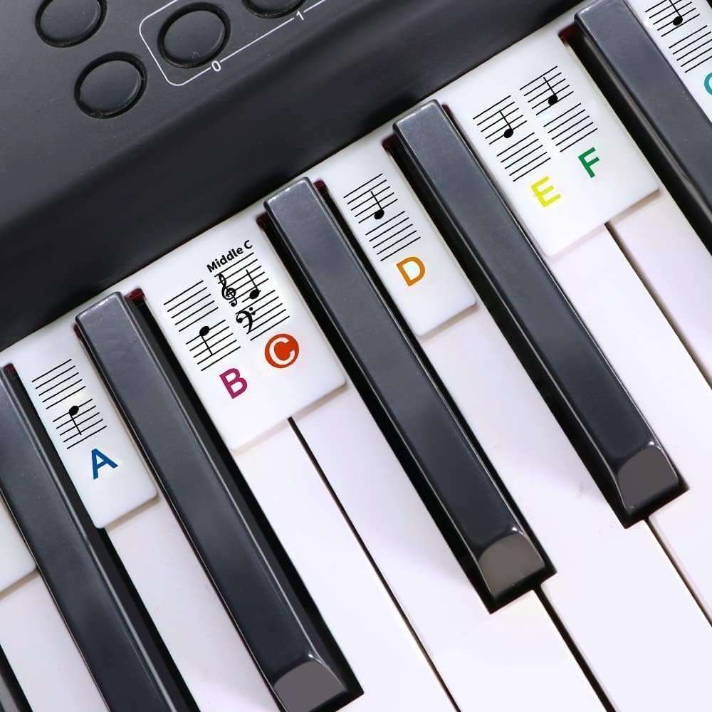Removable Piano Keyboard Stickers (Note Labels for 61-KEYS) Silicone Reusable Piano Keyboard Stickers for Beginners 5