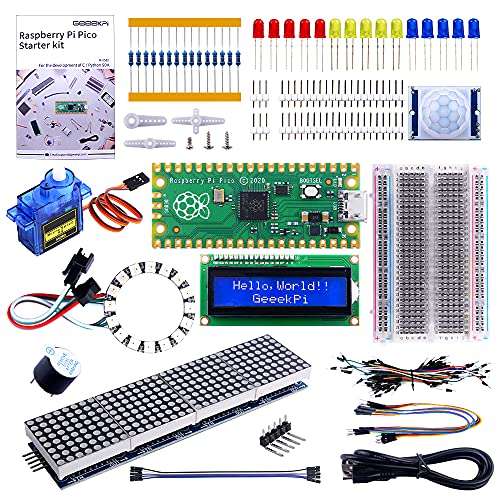 GeeekPi Basic Starter Kit for Raspberry Pi Pico, with Breadboard, I2C 1602 LCD Display Module, 9g Mirco Servo for Raspberry Pi Beginners & Software Engineer 1